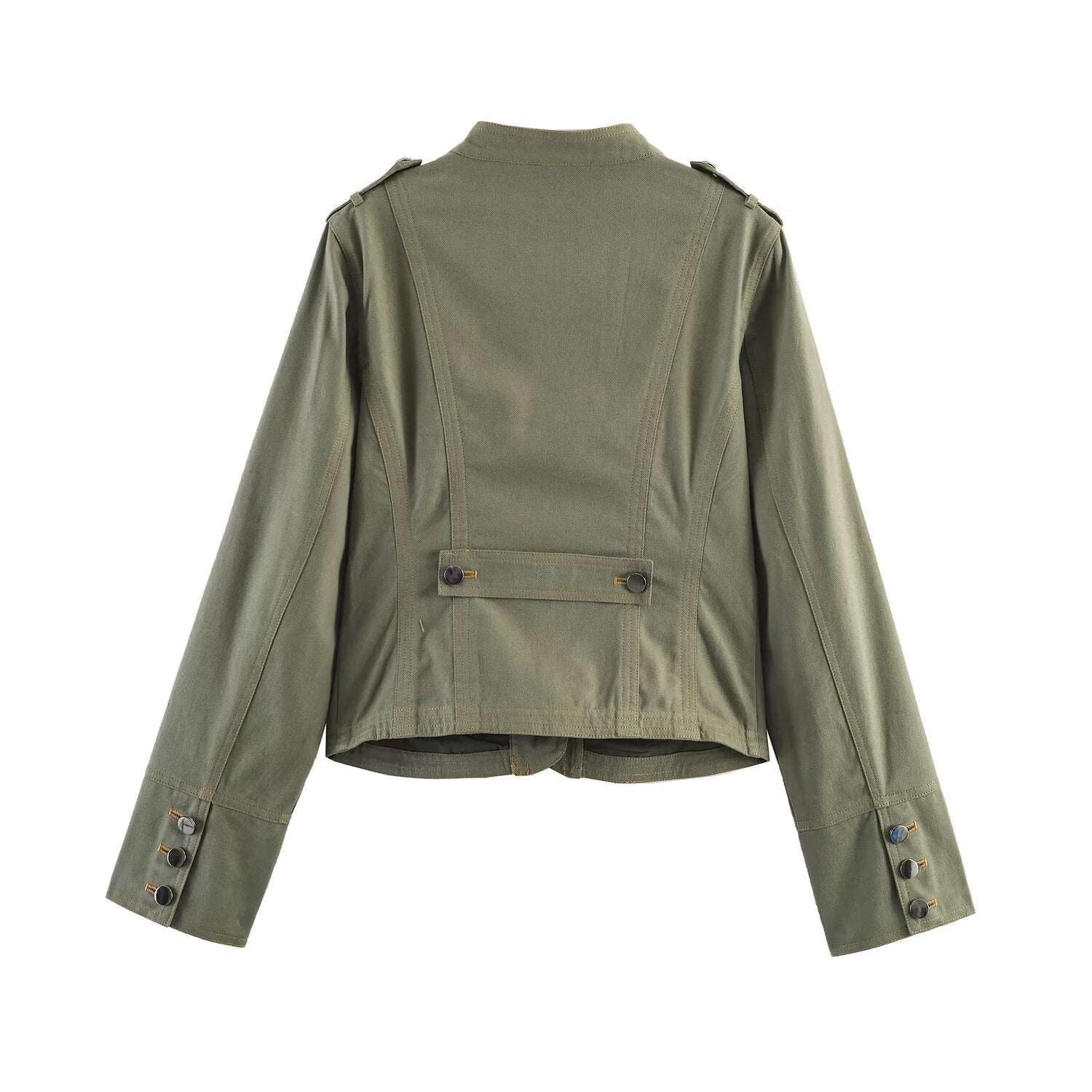 Women's short jacket in utility style with stand-up collar and shoulder straps Chichicherry