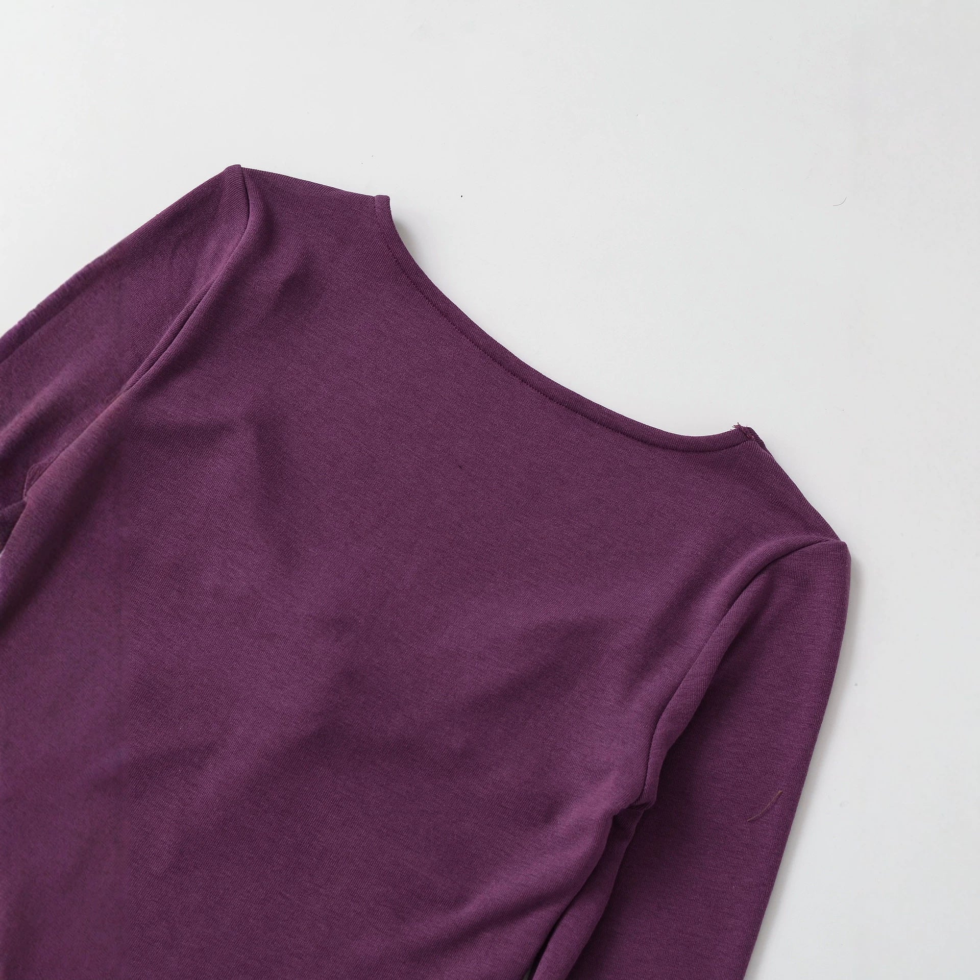 Women's Long Sleeve Shirt with Twist Knot Detail, Shaping Bust Part and Wide Neckline Chichicherry
