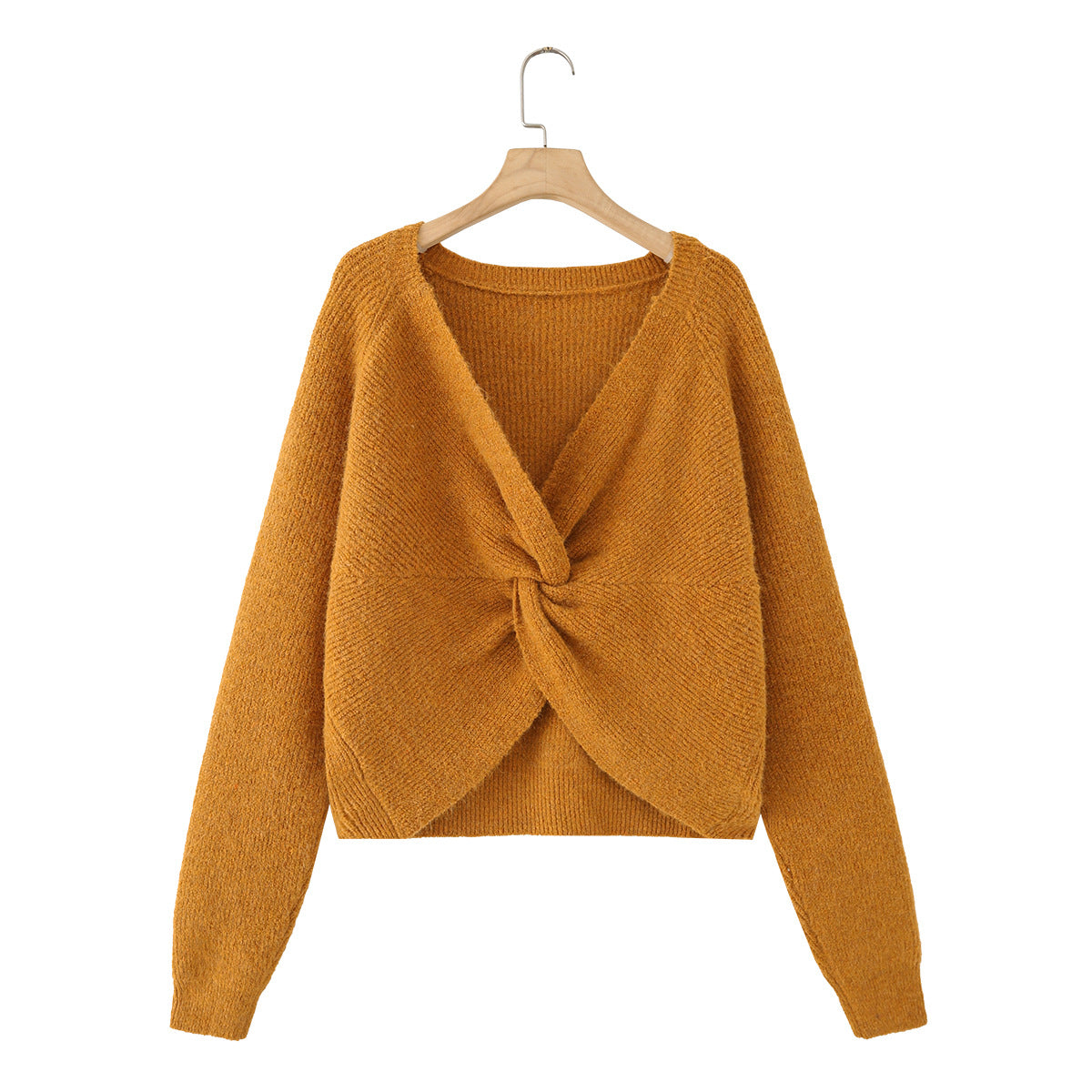 Ladies chunky knitted pullover with boat neck and cropped cut Chichicherry