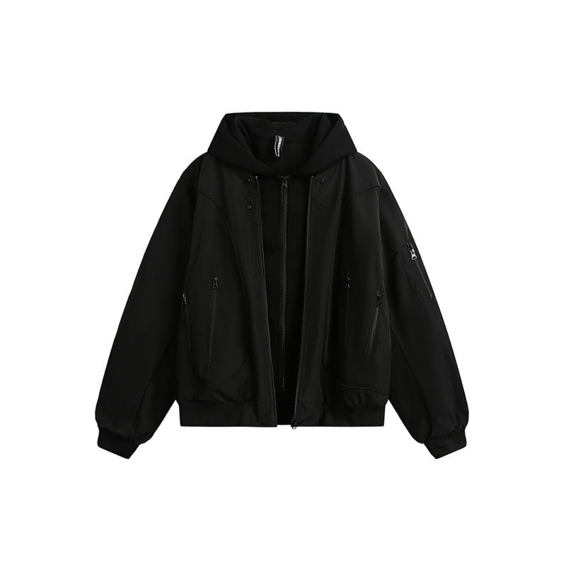 Unisex Layer Hooded Jacket with Integrated Inner Vest and Multifunctional Pockets Chichicherry