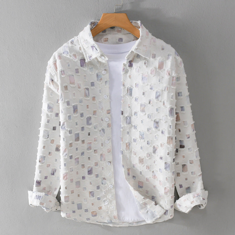 Unisex Lightweight Structured Shirt with Square Cut-Outs and Oversized Fit Chichicherry