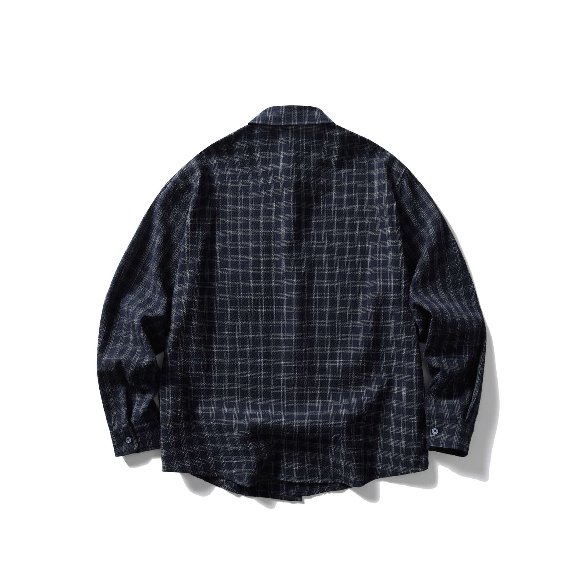 Men's checked shirt jacket in relaxed fit with textured crinkle look and chest pocket Chichicherry