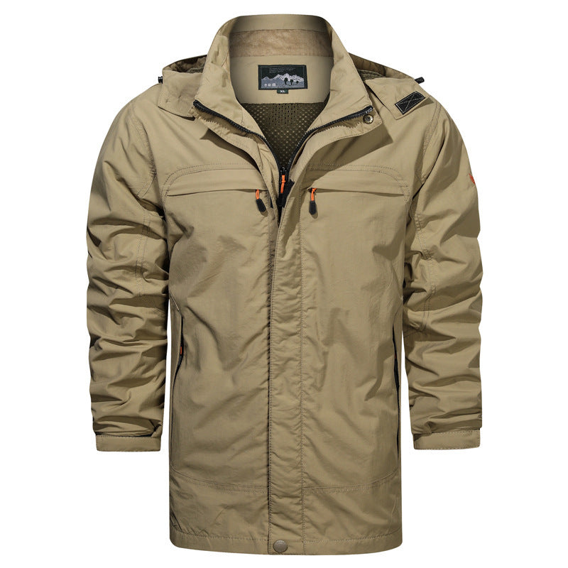 Men's lightweight field parka with hood, breathable mesh lining, and multifunctional pockets Chichicherry