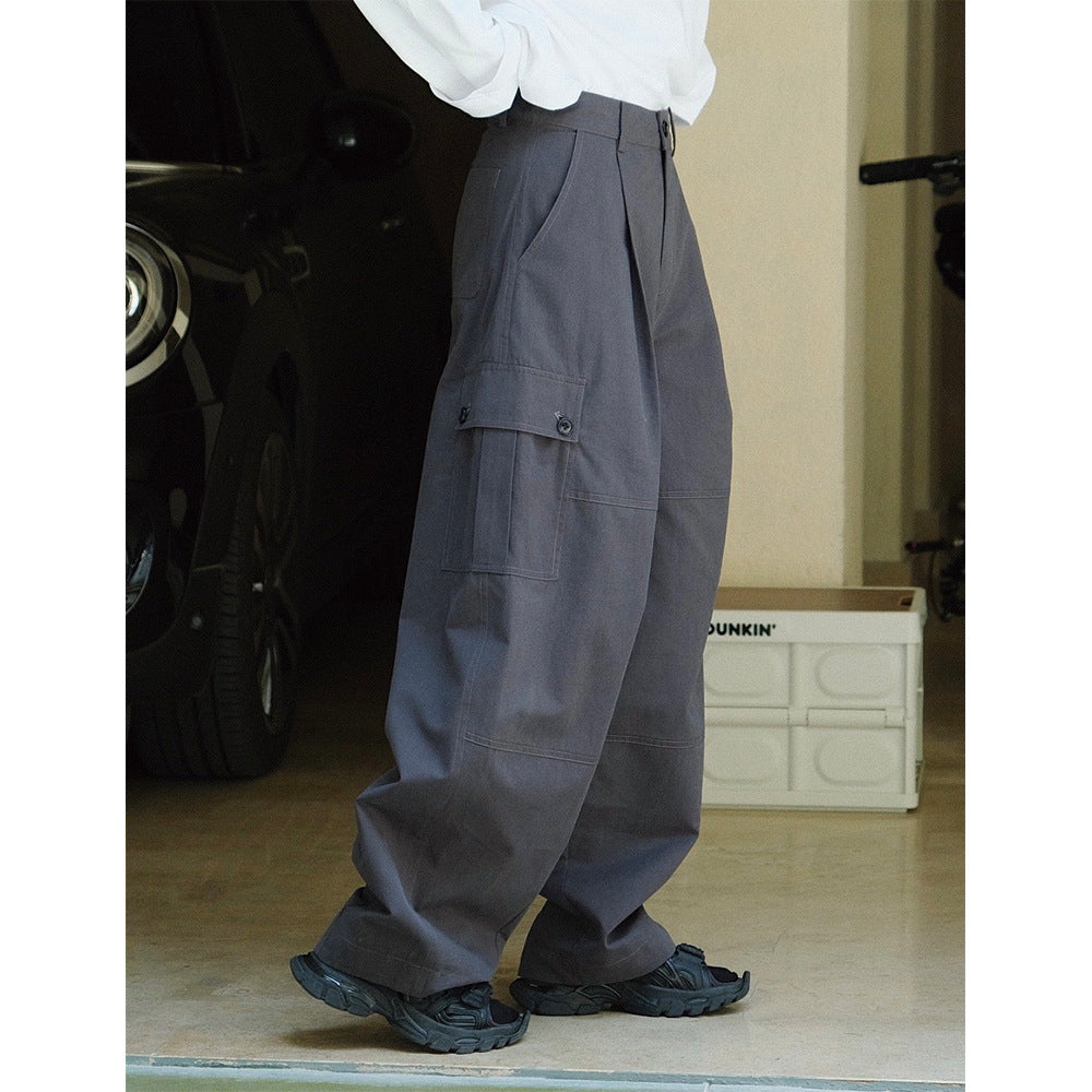 Women's Wide Utility Cargo Pants in Balloon Cut with Large Flap Pockets Chichicherry