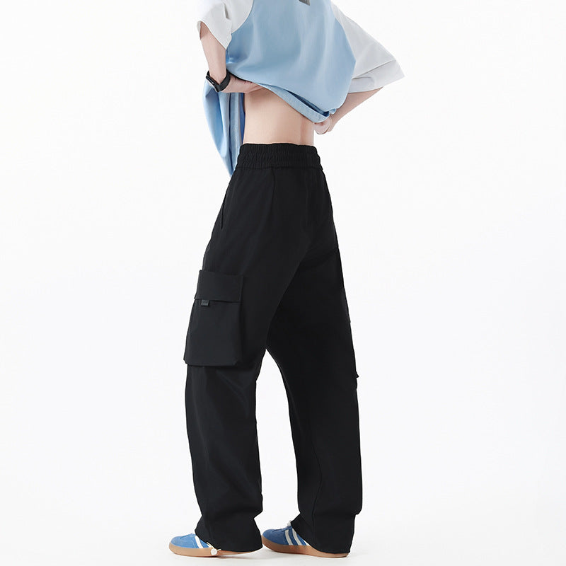 Men's Loose Cargo Pants in Oversized Cut with Oversized Flap Pockets and Drawstring Waist Chichicherry