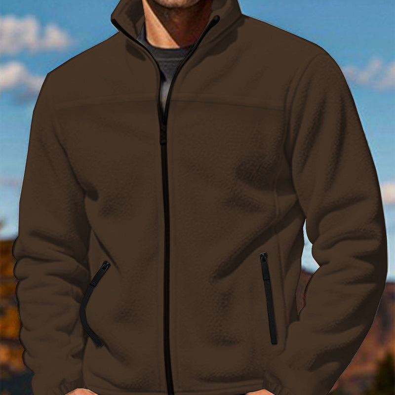 Men's fleece transitional jacket with stand-up collar, full zipper and zippered pockets Chichicherry