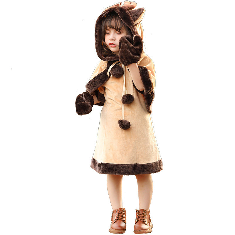 Girl's hoodie costume with animal look and fluffy material Chichicherry