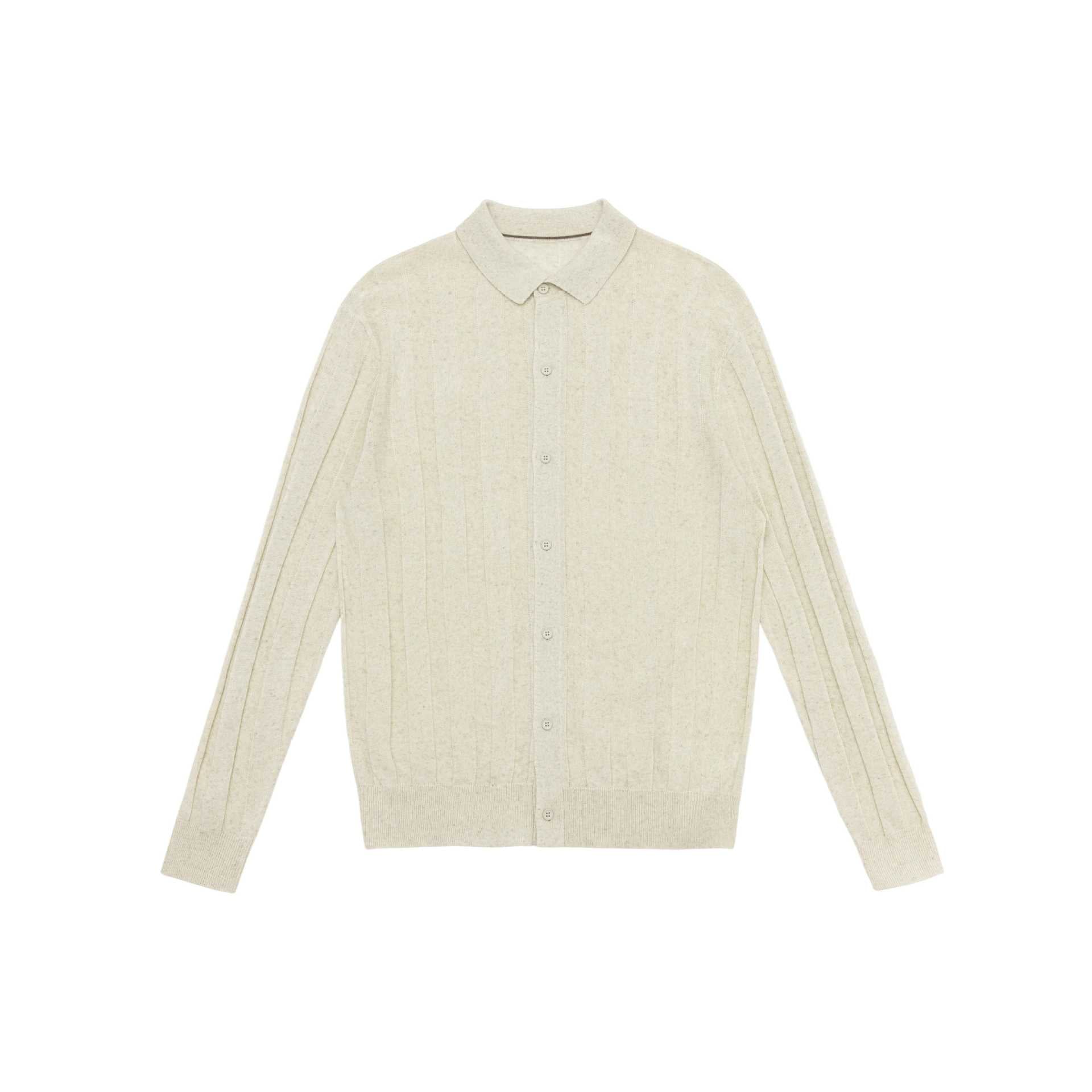 Unisex fine-structured knitted shirt jacket with polo collar and vertical ribbed structure Chichicherry