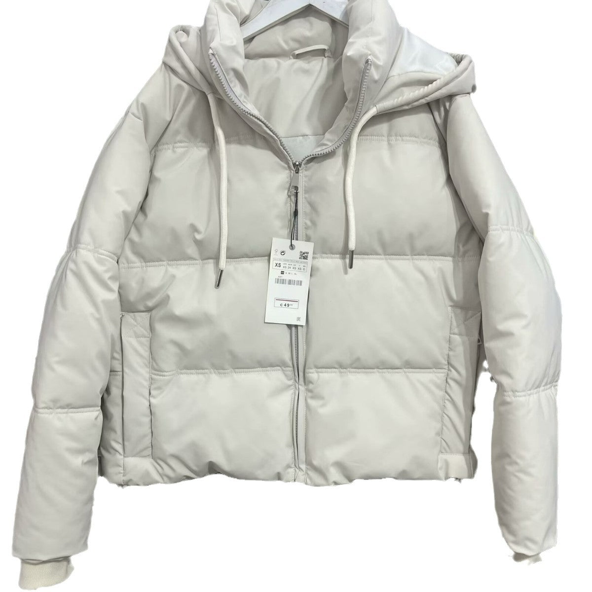 Women's short padded hooded jacket in boxy cut with full-length zipper and side pockets Chichicherry
