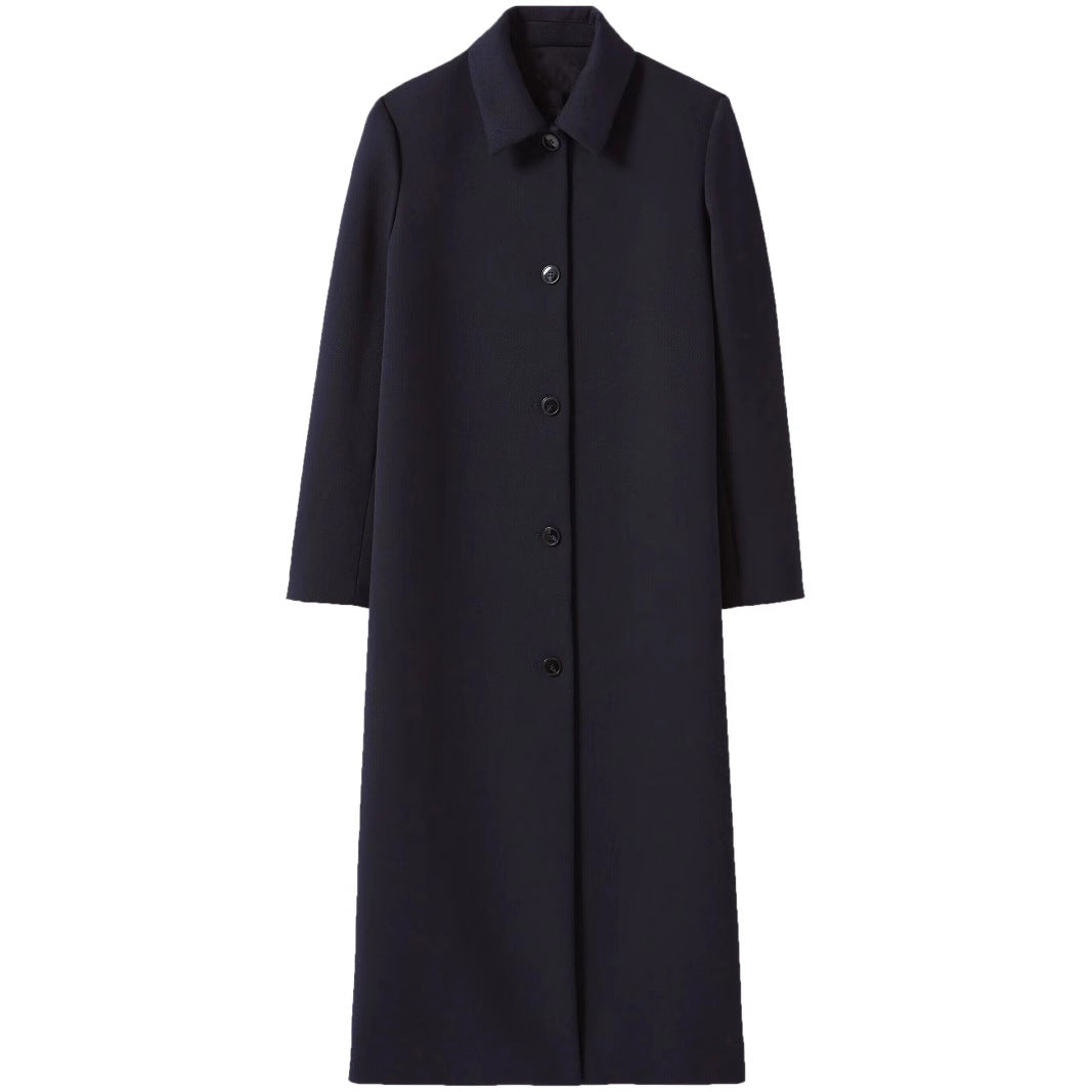 Women's longer minimalist coat with straight cut and shirt collar Chichicherry