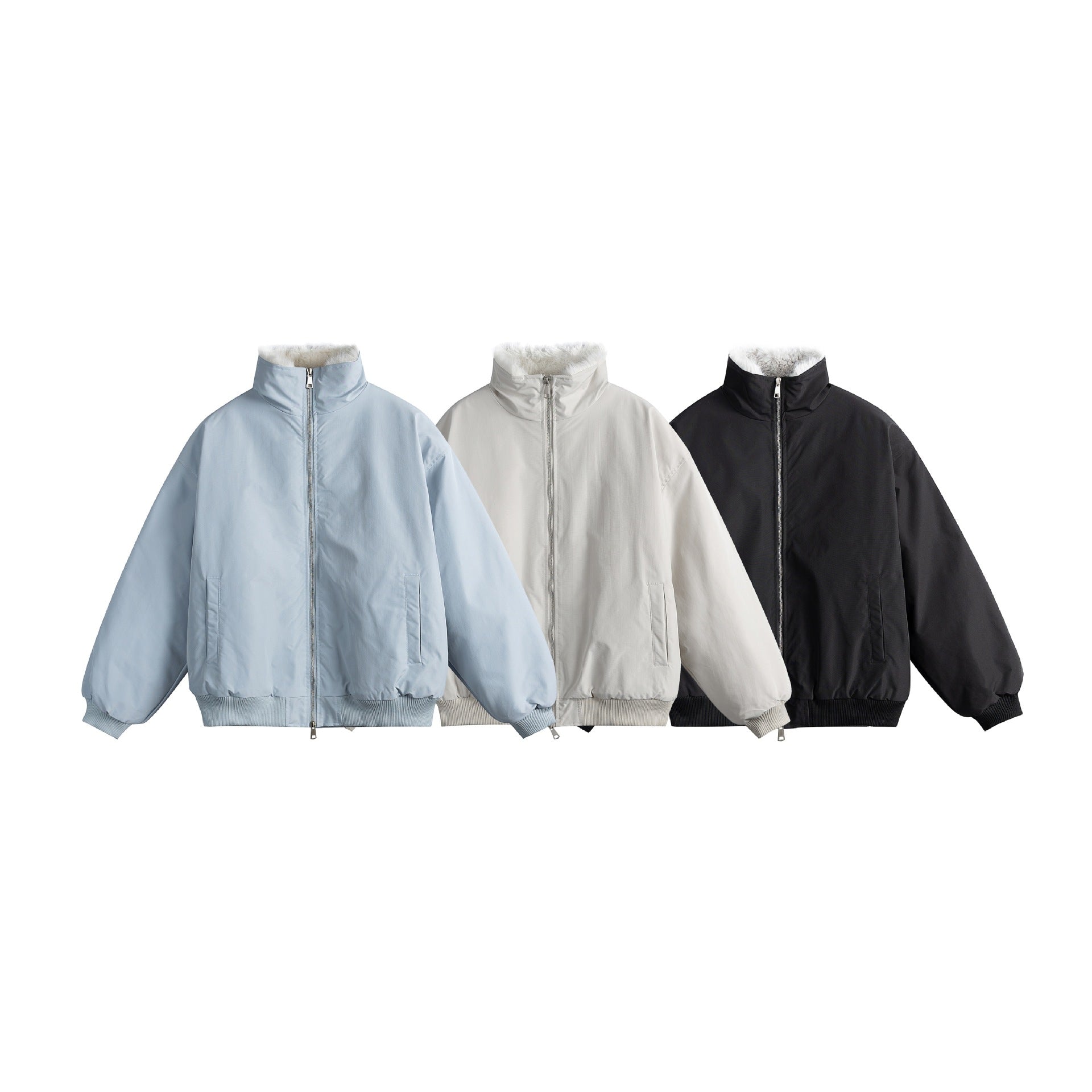 Unisex Boxy-padded Blouson with high stand-up collar and teddy lining Chichicherry