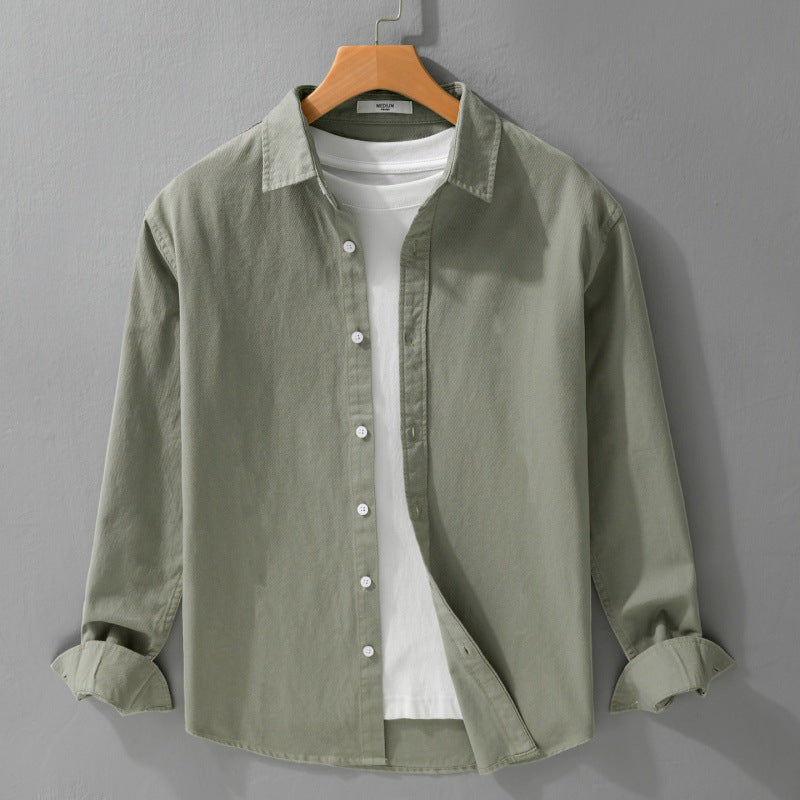 Men's Textured Cotton Shirt Jacket Overshirt in Relaxed Fit with Kent Collar Chichicherry