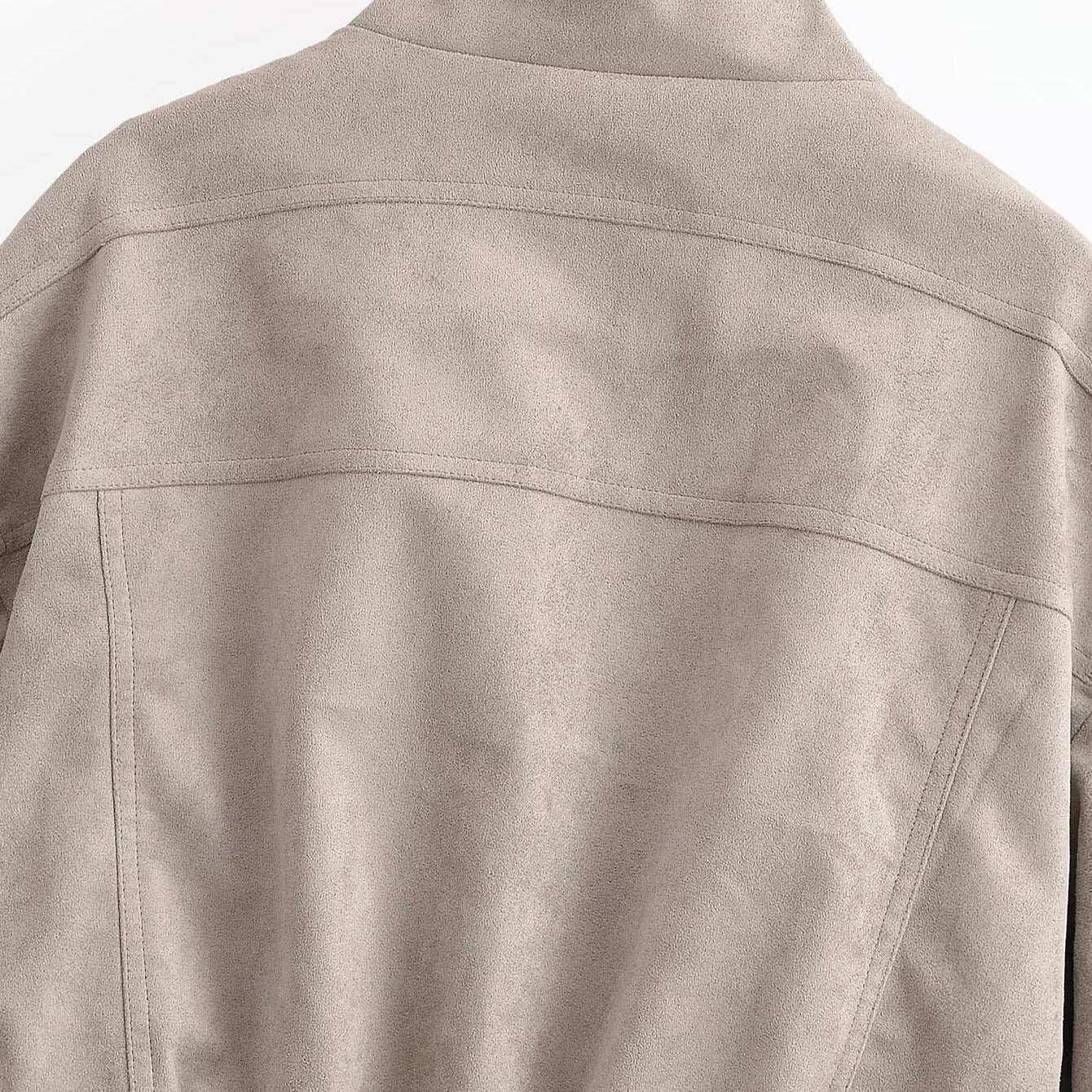 Ladies short blouson in field style made of suede-like material with stand-up collar, shoulder straps and wide ribbed waistband Chichicherry