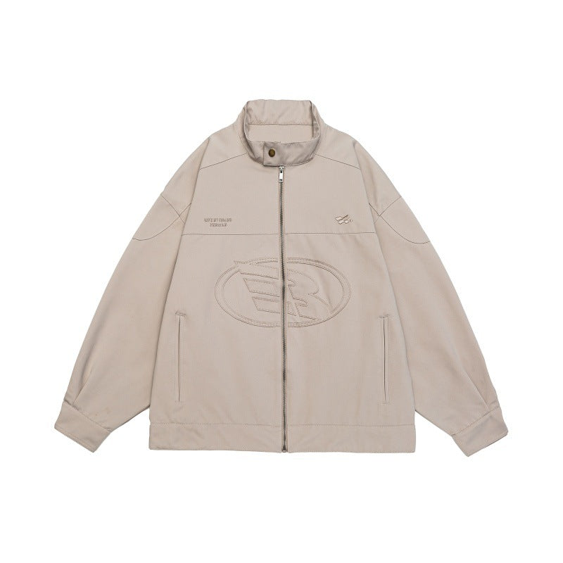 Unisex Boxy-Zip jacket in oversized cut with stand-up collar and tonal logo embossing Chichicherry