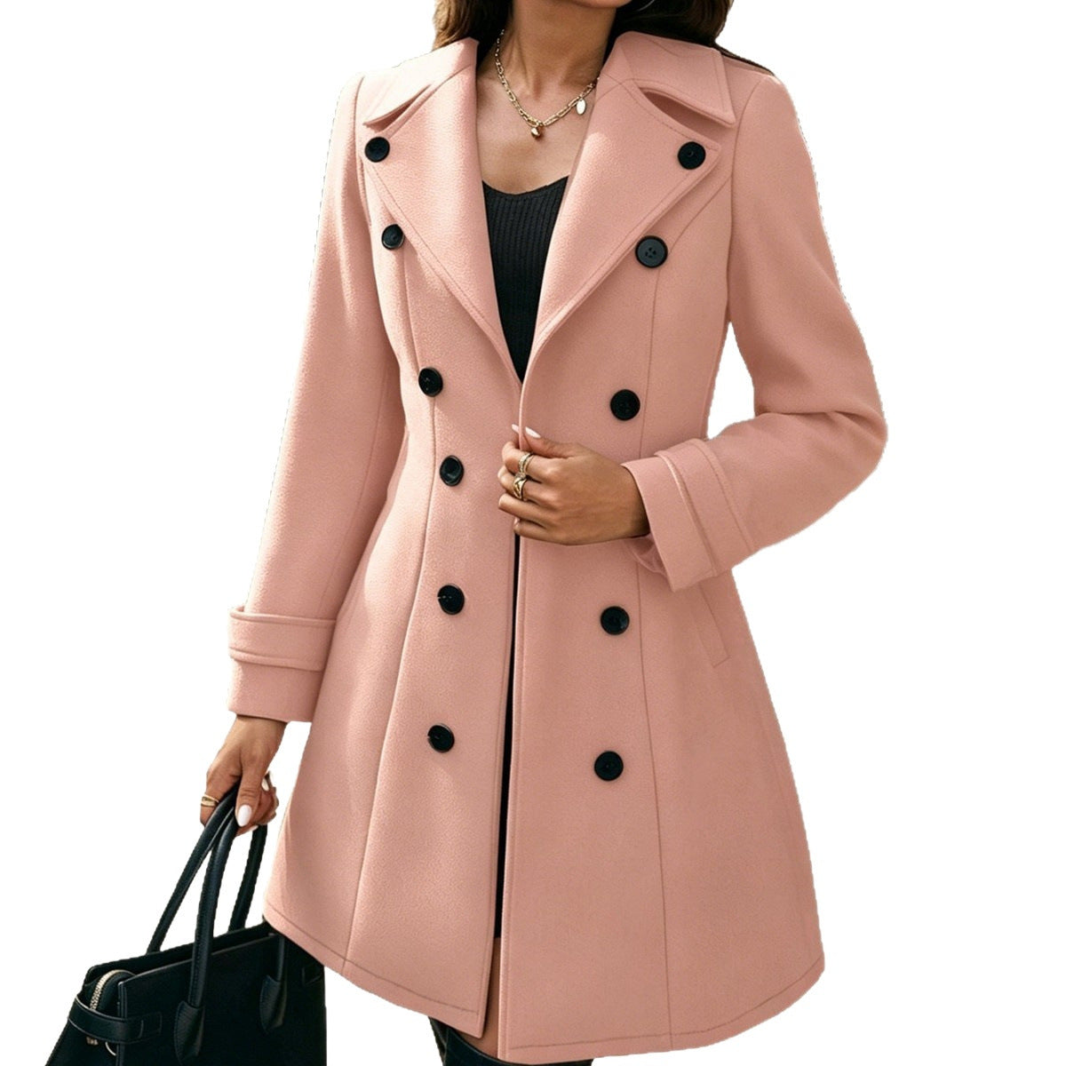 Ladies Elegant tailored trench coat with double-breasted and lapel collar Chichicherry