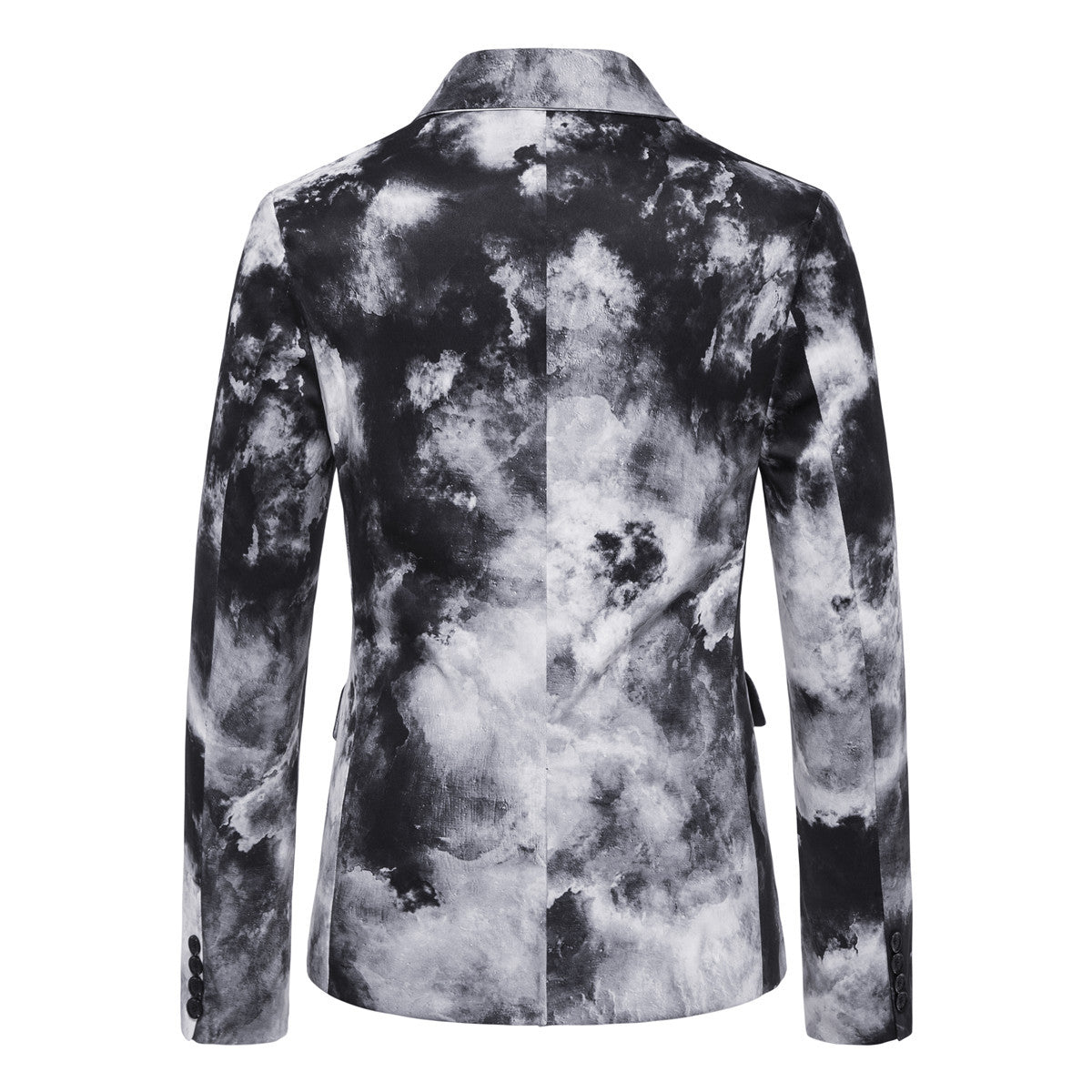 Men's Slim-Fit Blazer with Watercolor Print and One-Button Closure Chichicherry