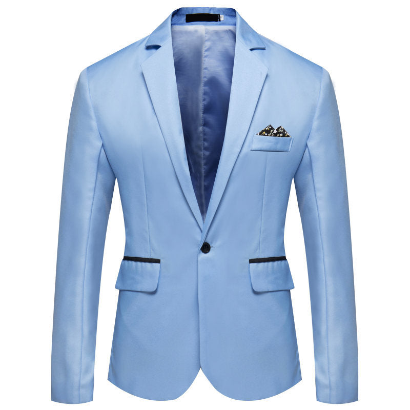 Men's Slim-Fit Tuxedo Jacket with Single-Button Closure and Contrast Flap Pockets Chichicherry