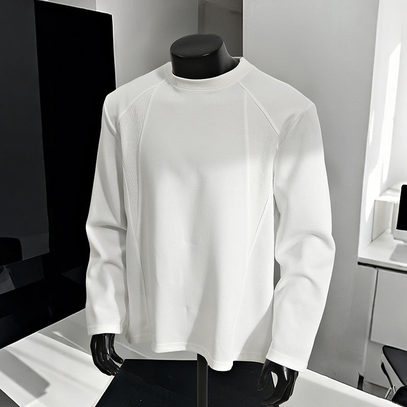 Men's Minimalist Long Sleeve Sweatshirt with Raglan Sleeves and Clean-Cut Round Neck Chichicherry