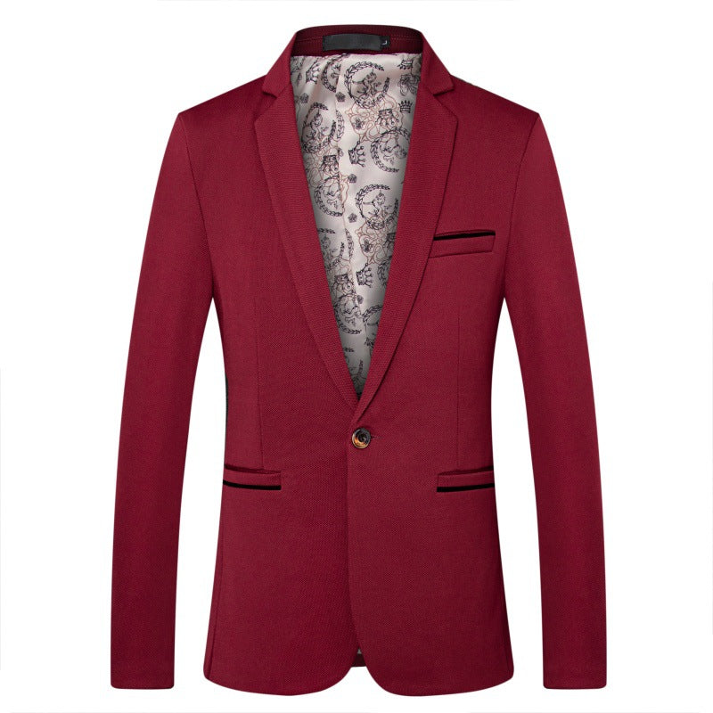 Men's Tailored One-Button Blazer made of structured cotton blend with satin lining and notch collar Chichicherry