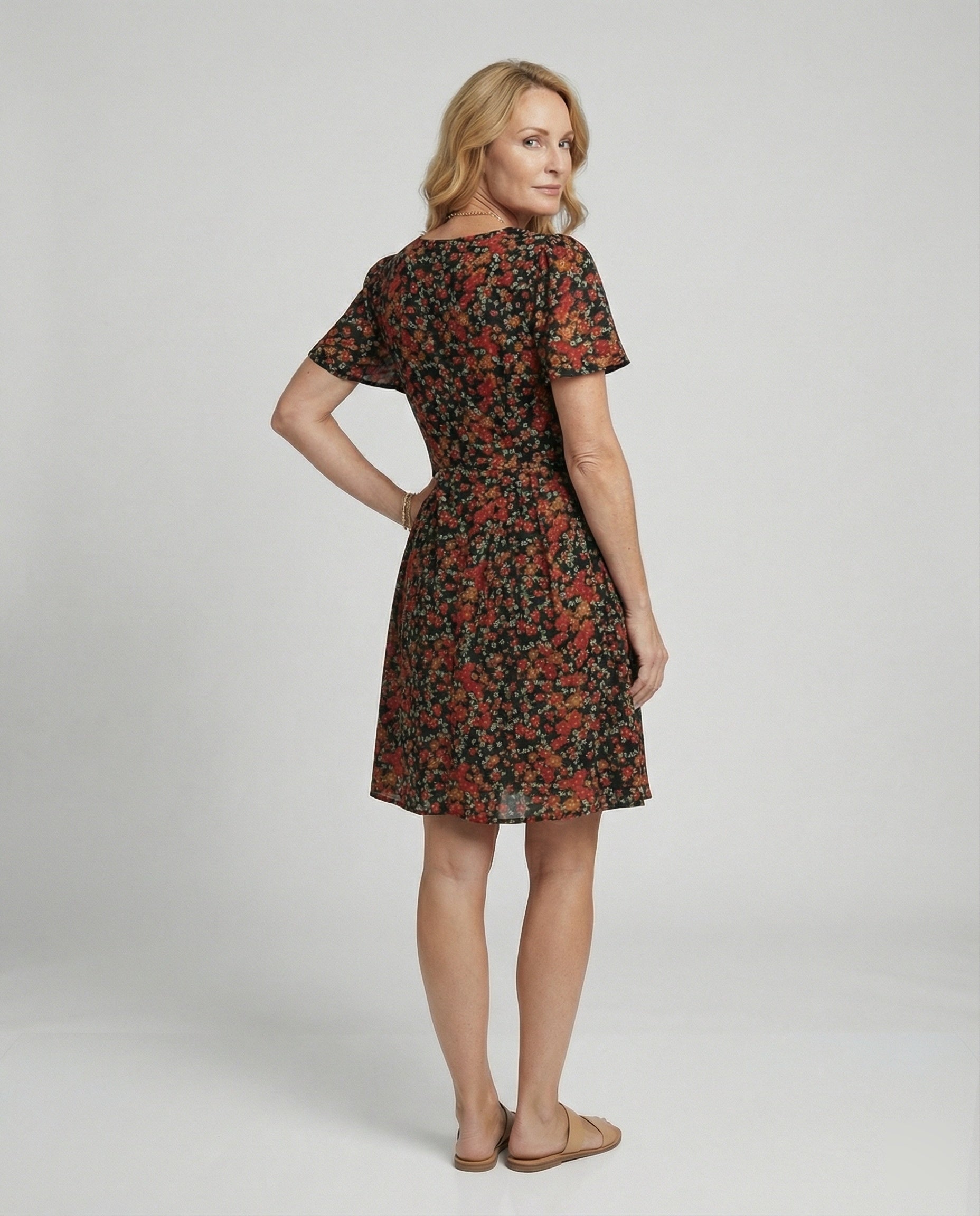 Women's Casual Mini Dress with V-Neck