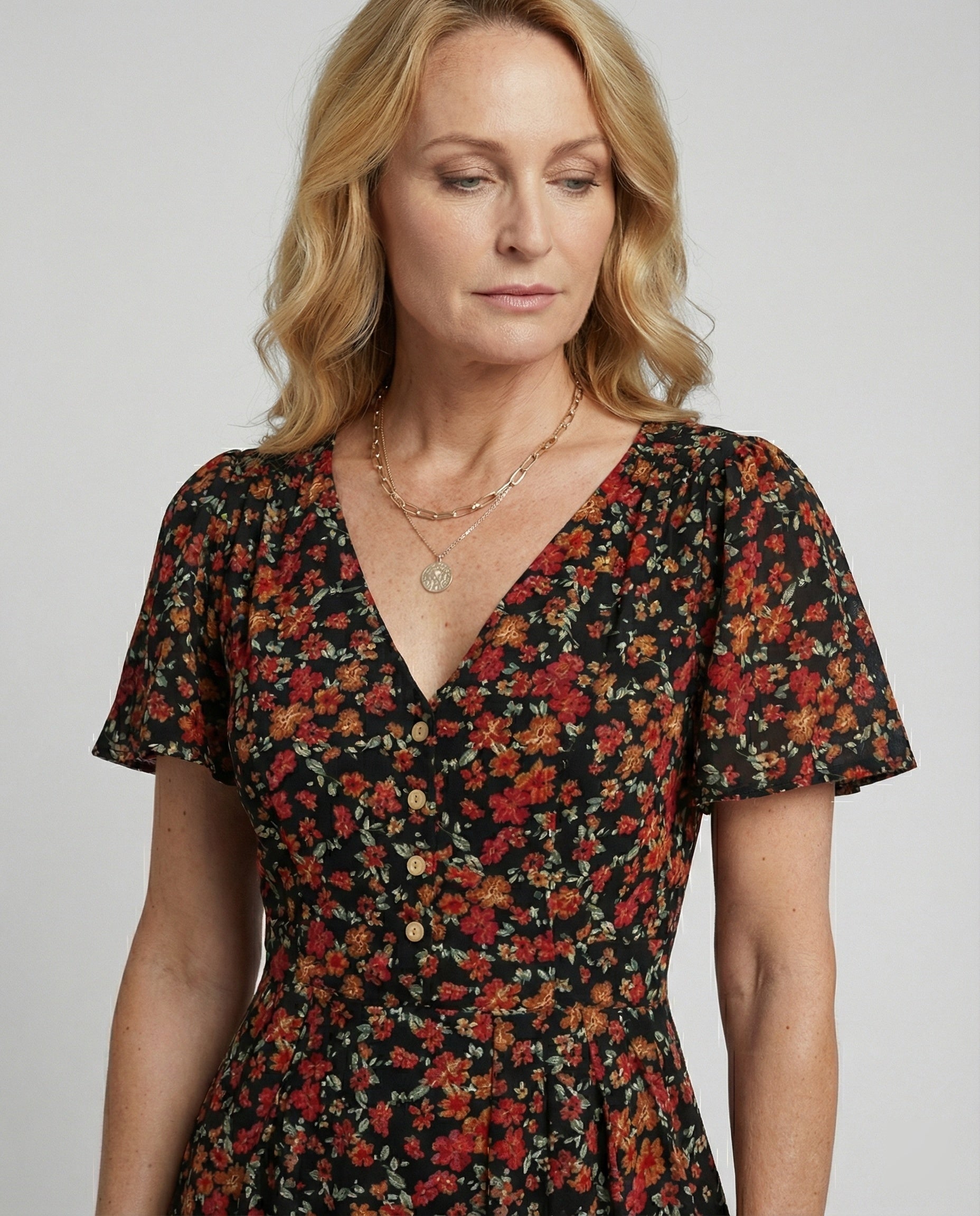 Women's Casual Mini Dress with V-Neck