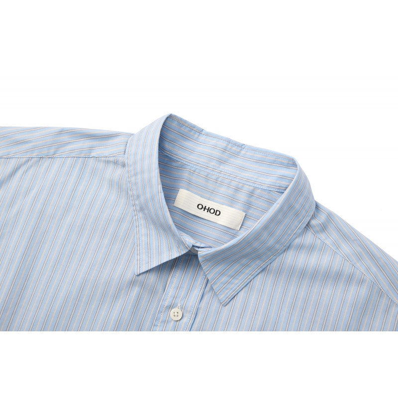 Men's Wide Cut Poplin Shirt with Stripes and Chest Pocket Chichicherry