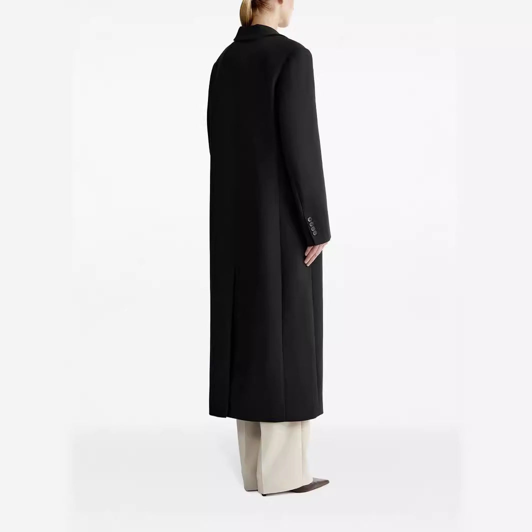 Ladies long cut single-breasted oversized coat with narrow lapels Chichicherry