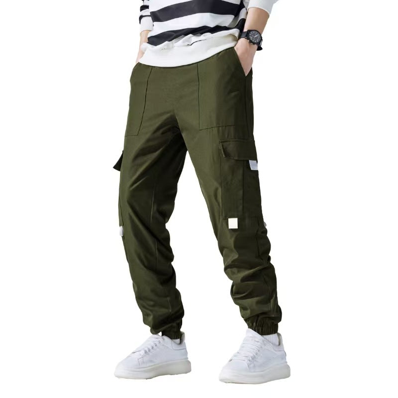 Men's Technical Utility Cargo Pants in Jogger Style with Drawstring & Elastic Ankle Cuffs Chichicherry
