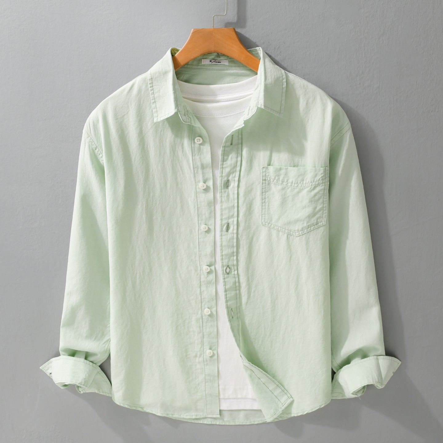 Men's Lightweight Cotton Layering Shirt with Kent Collar, Chest Pocket and Relaxed Fit Chichicherry