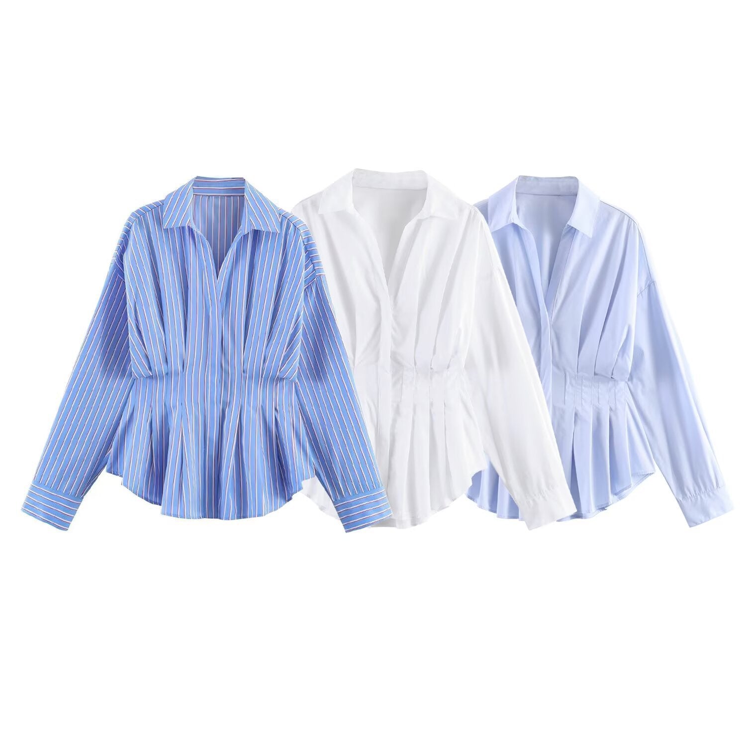 Women's tailored pleated blouse with peplum Chichicherry