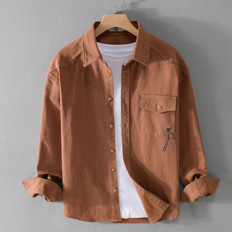 Men's Relaxed Overshirt made of cotton twill with applied breast pocket Chichicherry