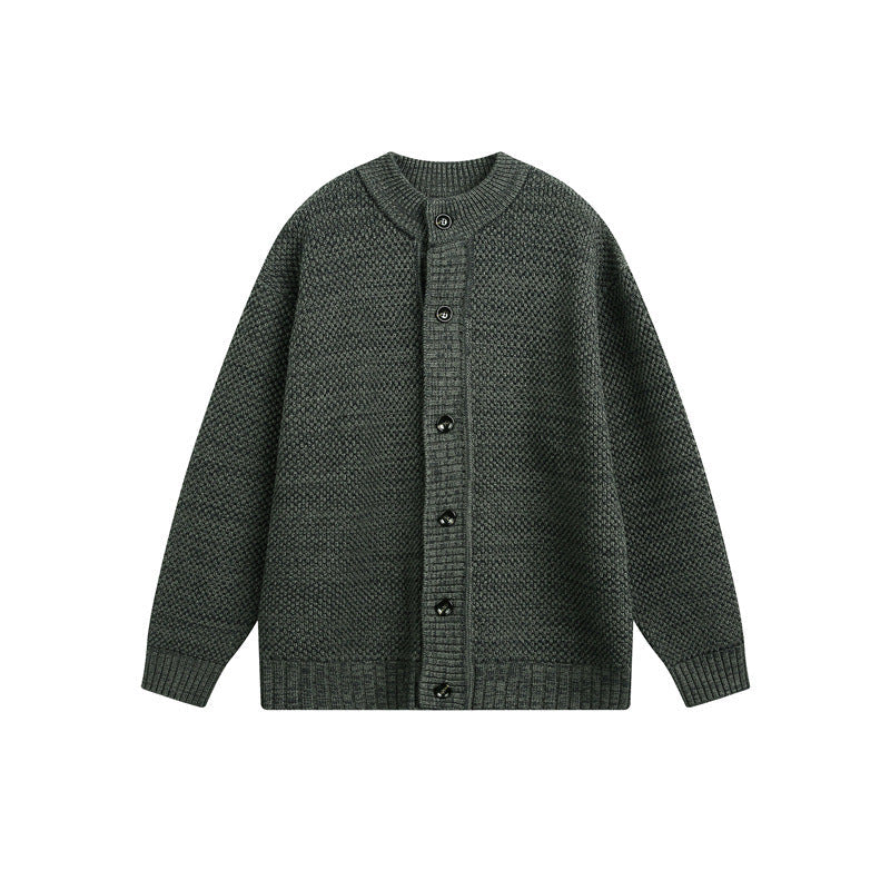 Women's Structured Oversized Knit Cardigan with Round Neck and Full Button Placket Chichicherry