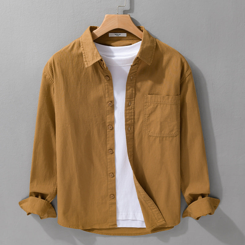 Men's Relaxed-Fit Structured Overshirt with Kent Collar and Chest Pocket Chichicherry