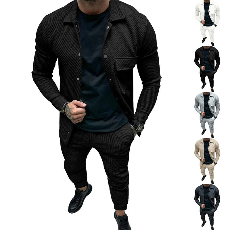 Men's Structured Jersey Leisure Set with Overshirt and Tapered Jogging Pants Chichicherry