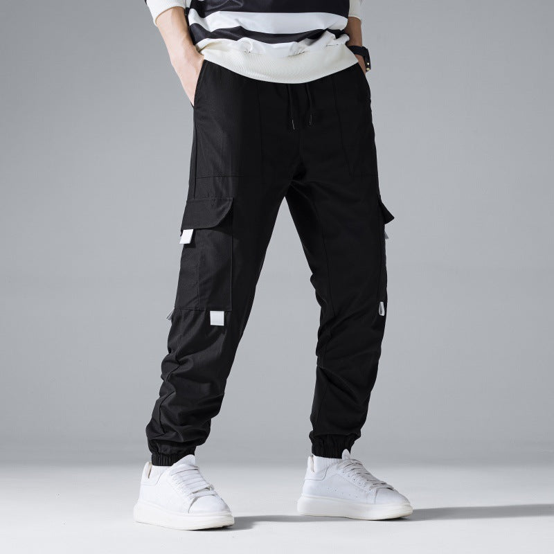 Men's Multifunctional Cargo Joggers with Flap and Belt Details Chichicherry
