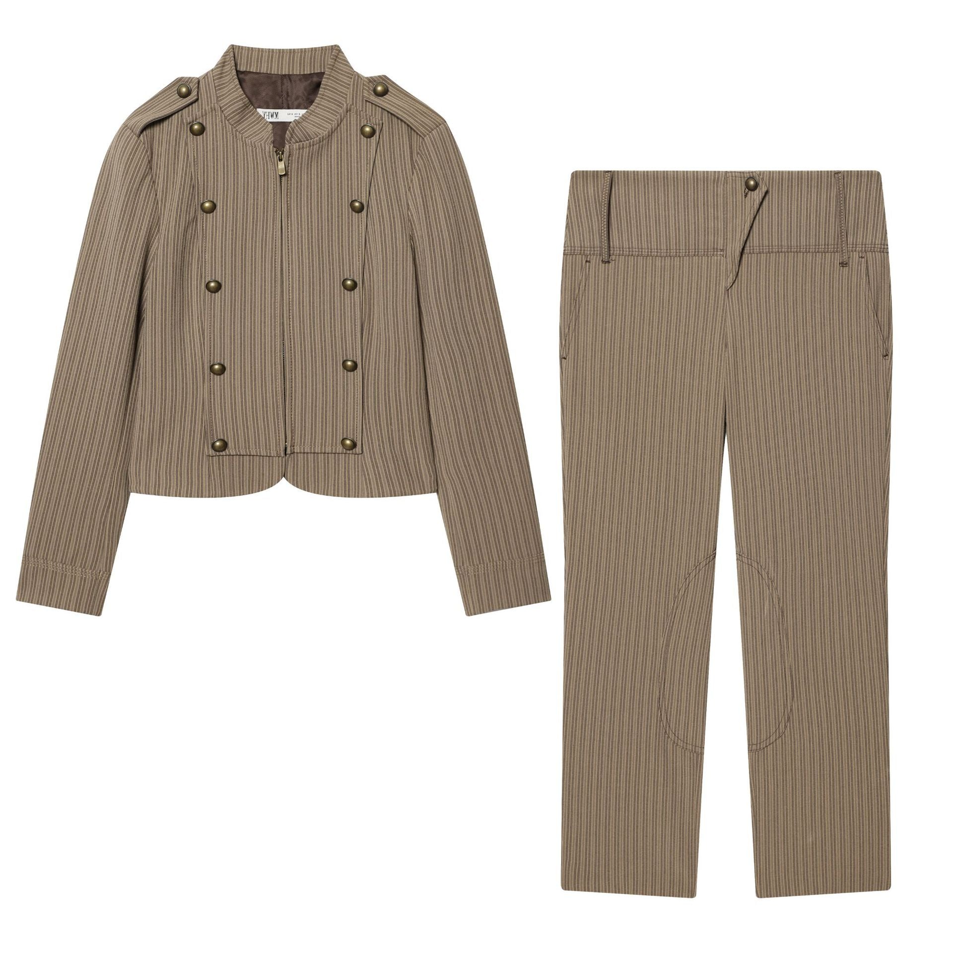 Women's straight-cut high-waisted trousers with knee patches Chichicherry