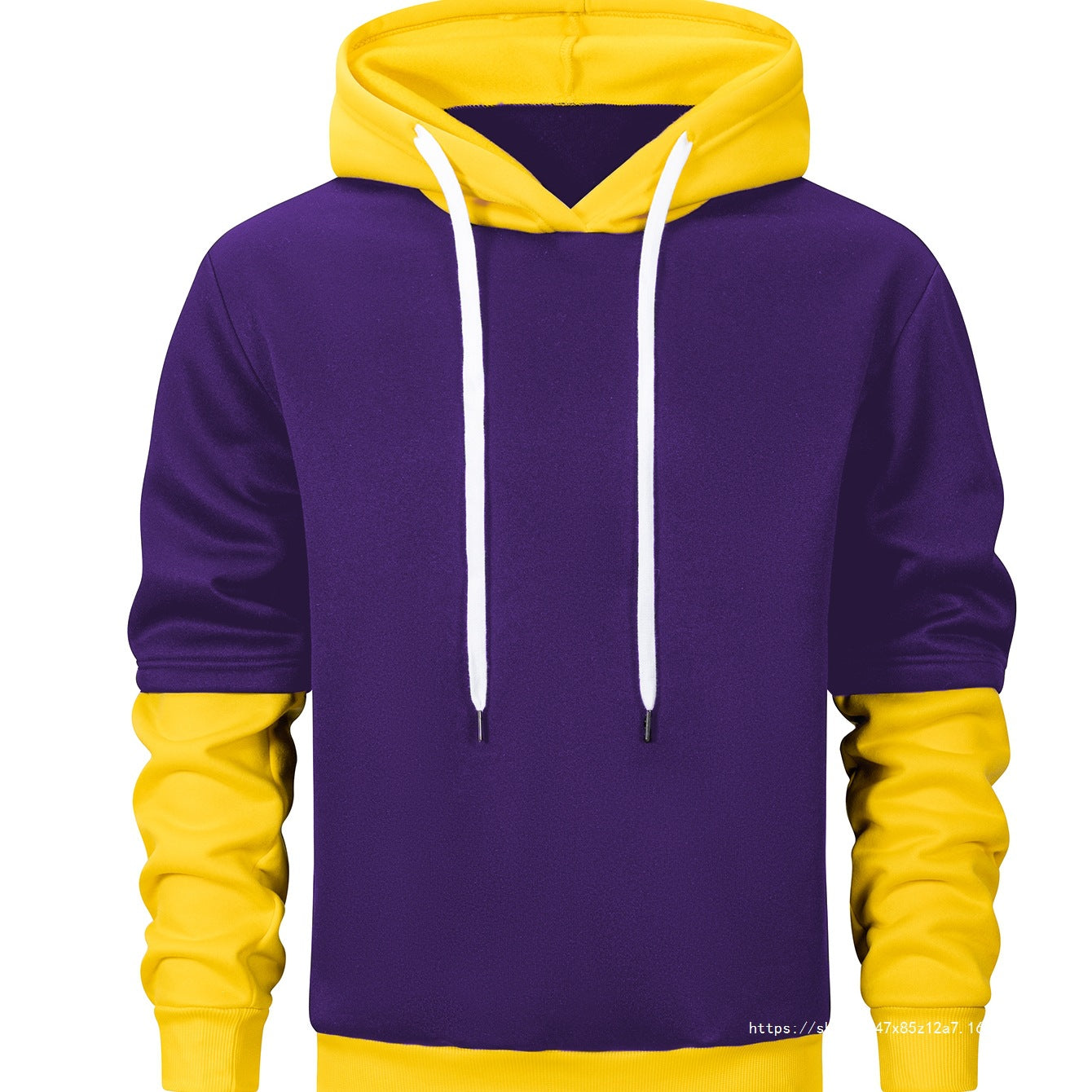 Men's hooded sweatshirt in layered look with contrast hood and drawstring Chichicherry