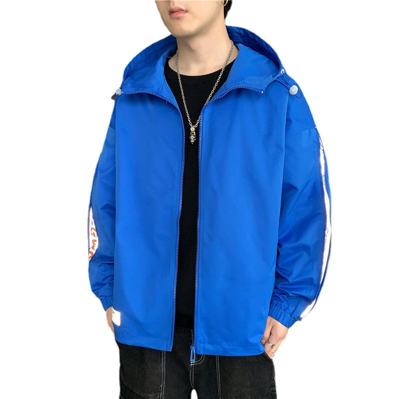 Men's Lightweight Hooded Jacket in Oversize Sports Style with Sleeve Zippers Chichicherry