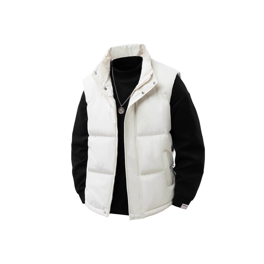 Men's stylish urban quilted vest in boxy cut with high collar and concealed two-way zipper Chichicherry