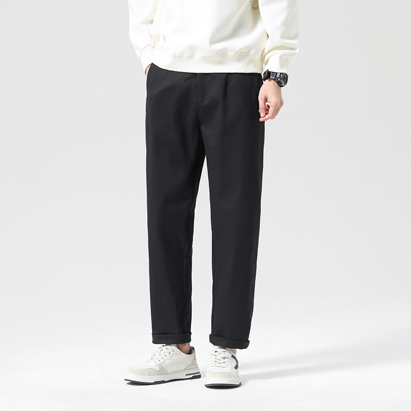 Men's Modern Relaxed-Fit Casual Chino with Lightweight Stretch and Turned-Up Hem Chichicherry