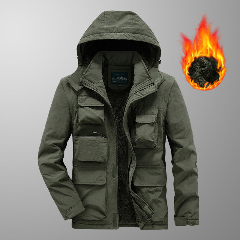Men's Warming Multi-Function Parka with Teddy Fleece Lining, Hood and Utility Pockets Chichicherry
