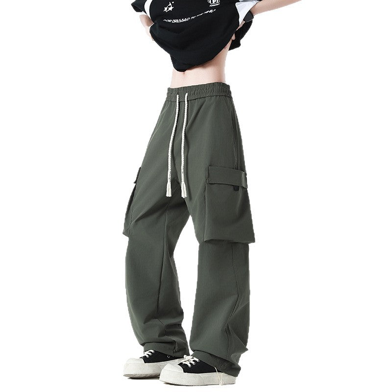 Men's Loose Cargo Pants in Oversized Cut with Oversized Flap Pockets and Drawstring Waist Chichicherry