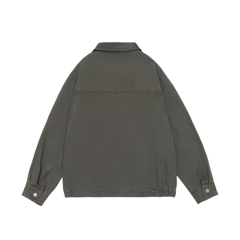 Men's Boxy Canvas Field Blouson with Snap Button Placket and Large Utility Pockets Chichicherry