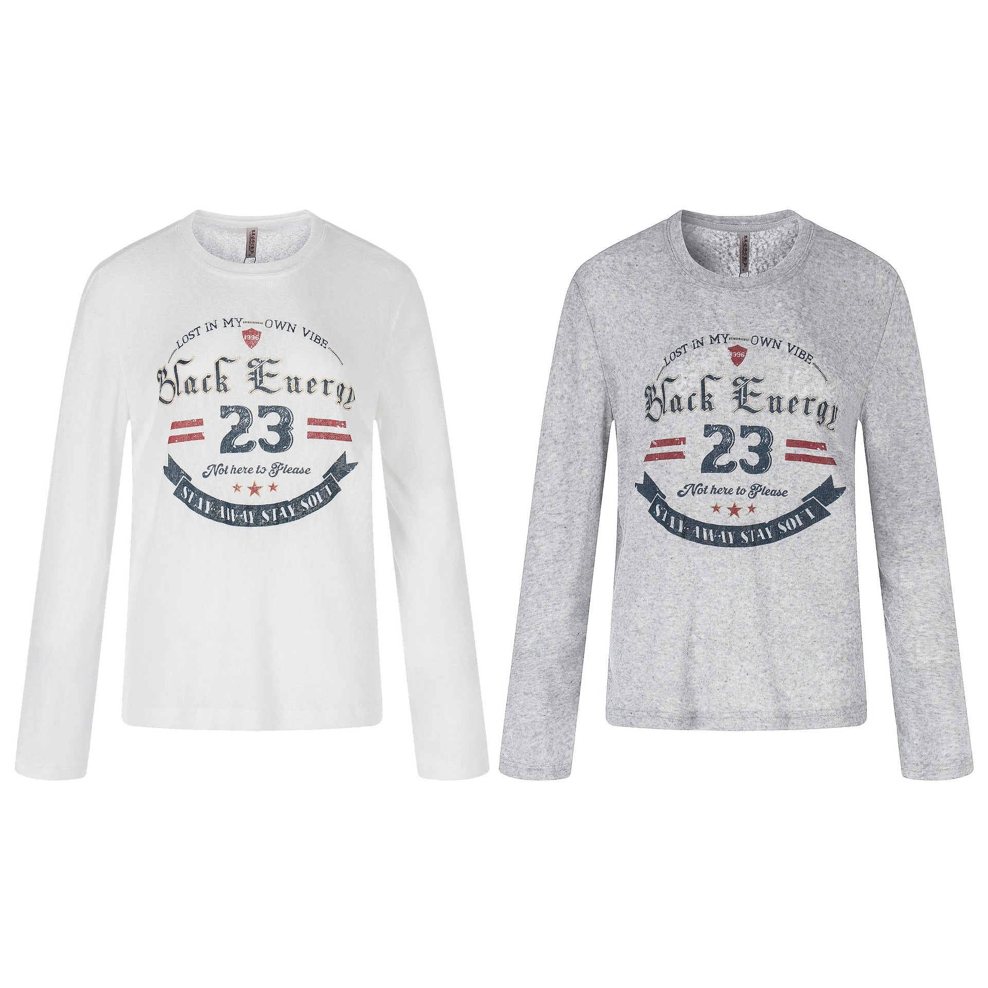 Unisex Long Sleeve Sweatshirt with Vintage Print and Crew Neck Chichicherry