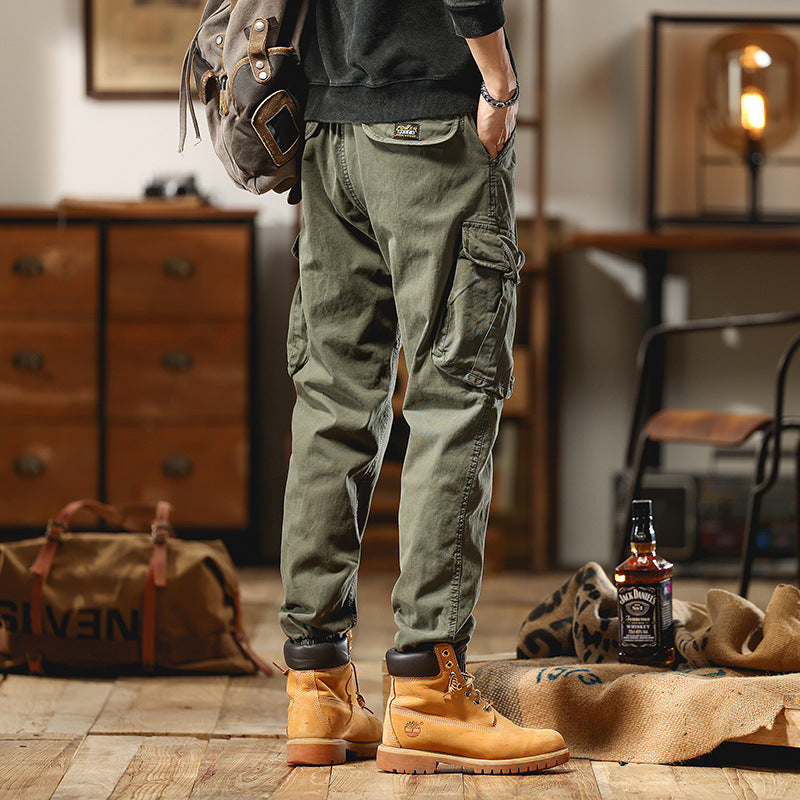Men's Cargo Jogger Pants with Multi-Function Pockets and Elastic Hem Chichicherry