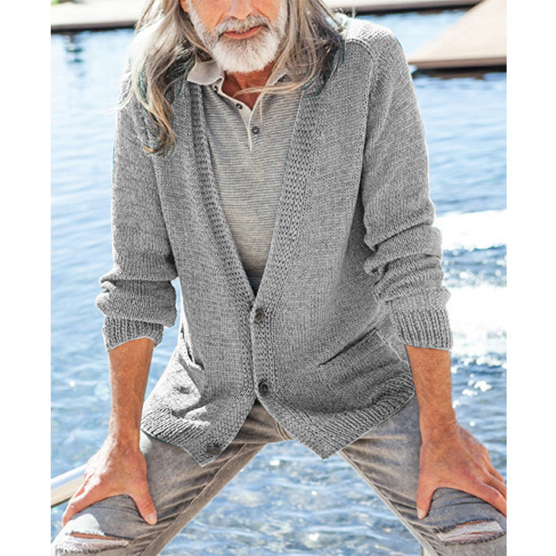 Men's knit cardigan with hood and patch pockets Chichicherry