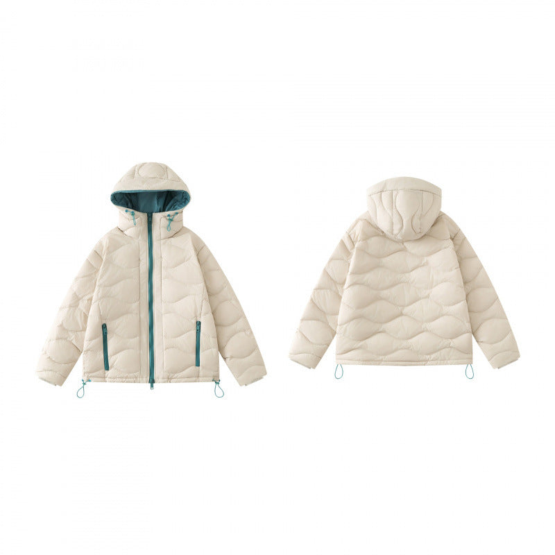 Unisex Short cut padded hooded jacket with wave quilting, two-way zipper and adjustable hem Chichicherry