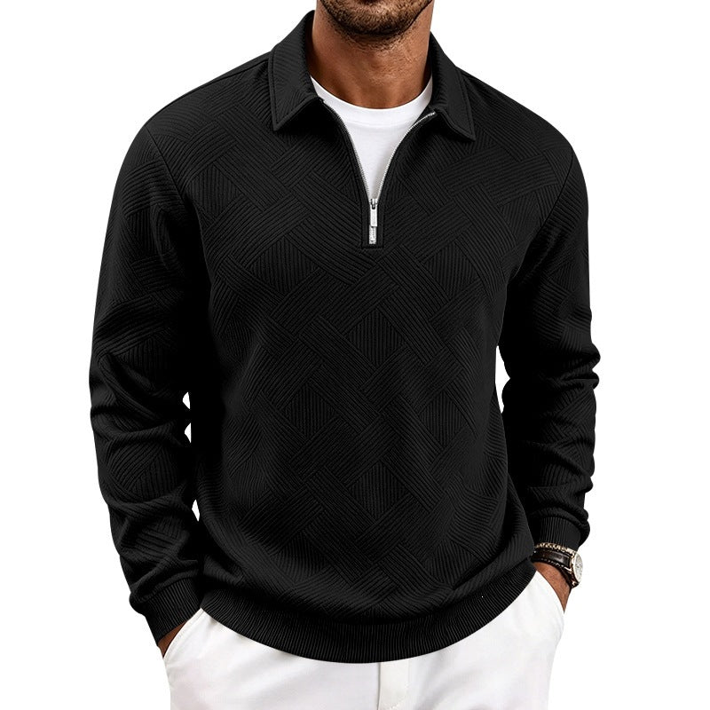 Men's half-zip pullover with geometric waffle structure Chichicherry