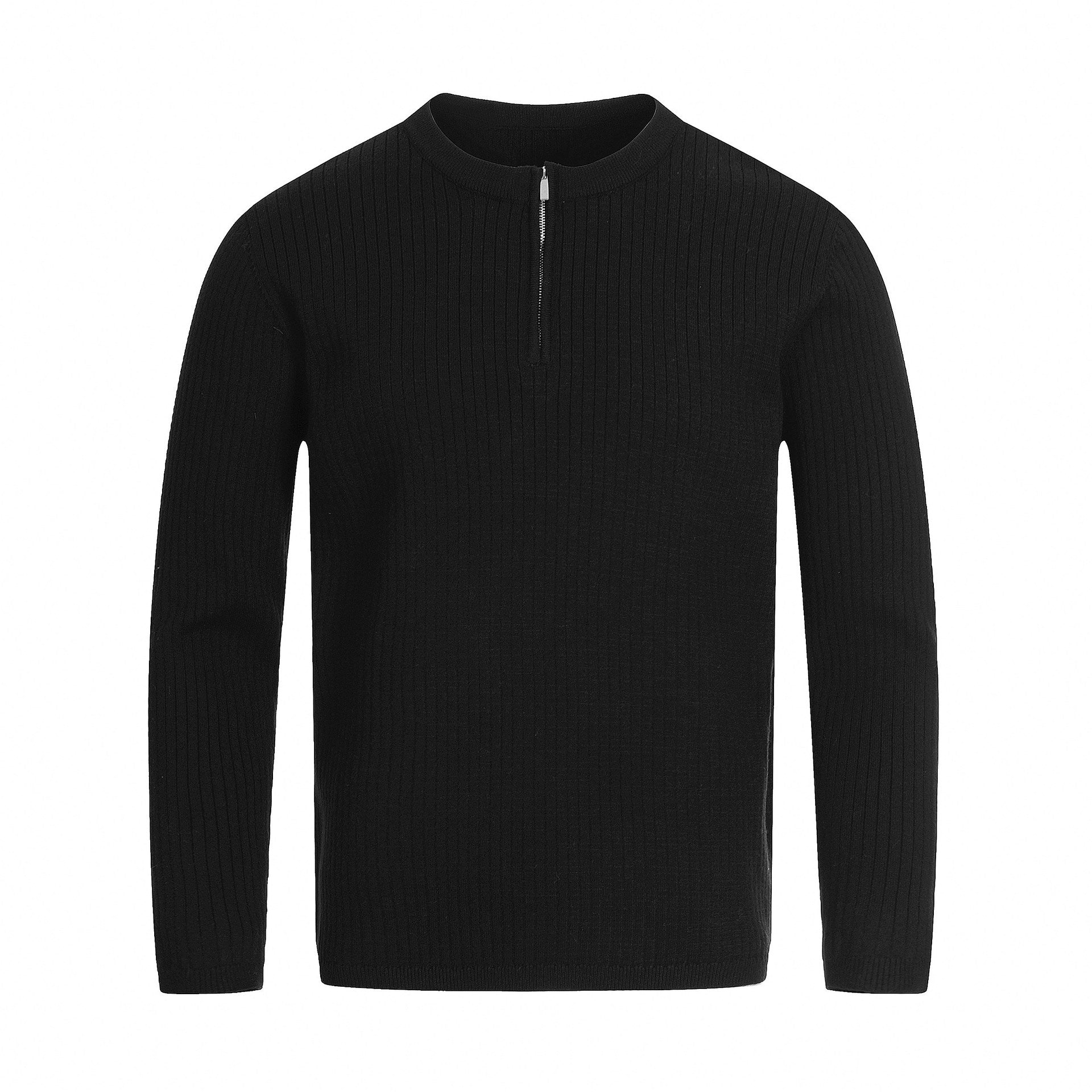 Unisex Rib Knit Half-Zip Sweater with Slim Silhouette and Troyer Collar Chichicherry