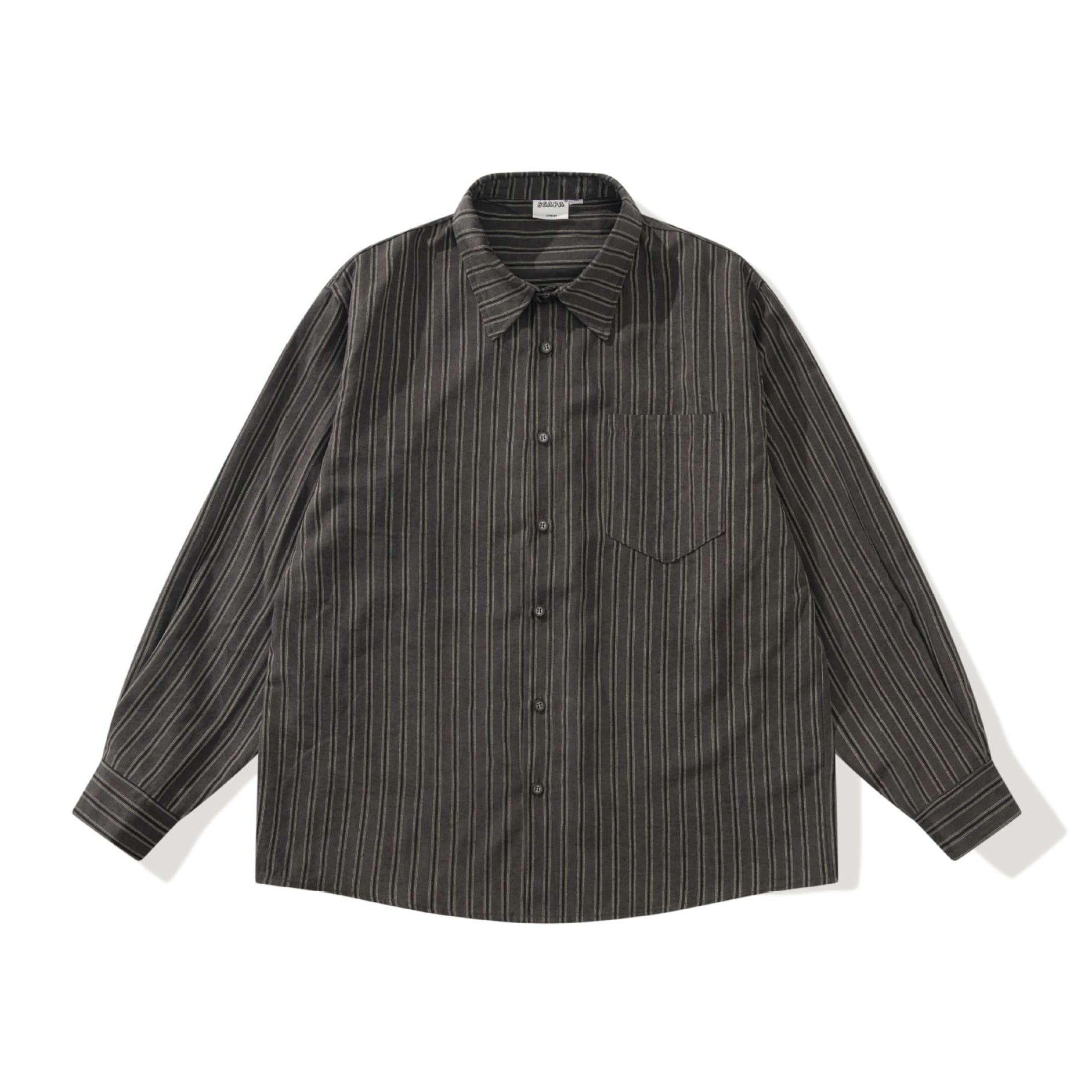 Men's relaxed overshirt in a boxy cut with fine vertical stripes and chest pocket Chichicherry